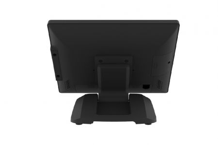 POS Android avec boîtier en aluminium allié et un support pliable et rotatif.